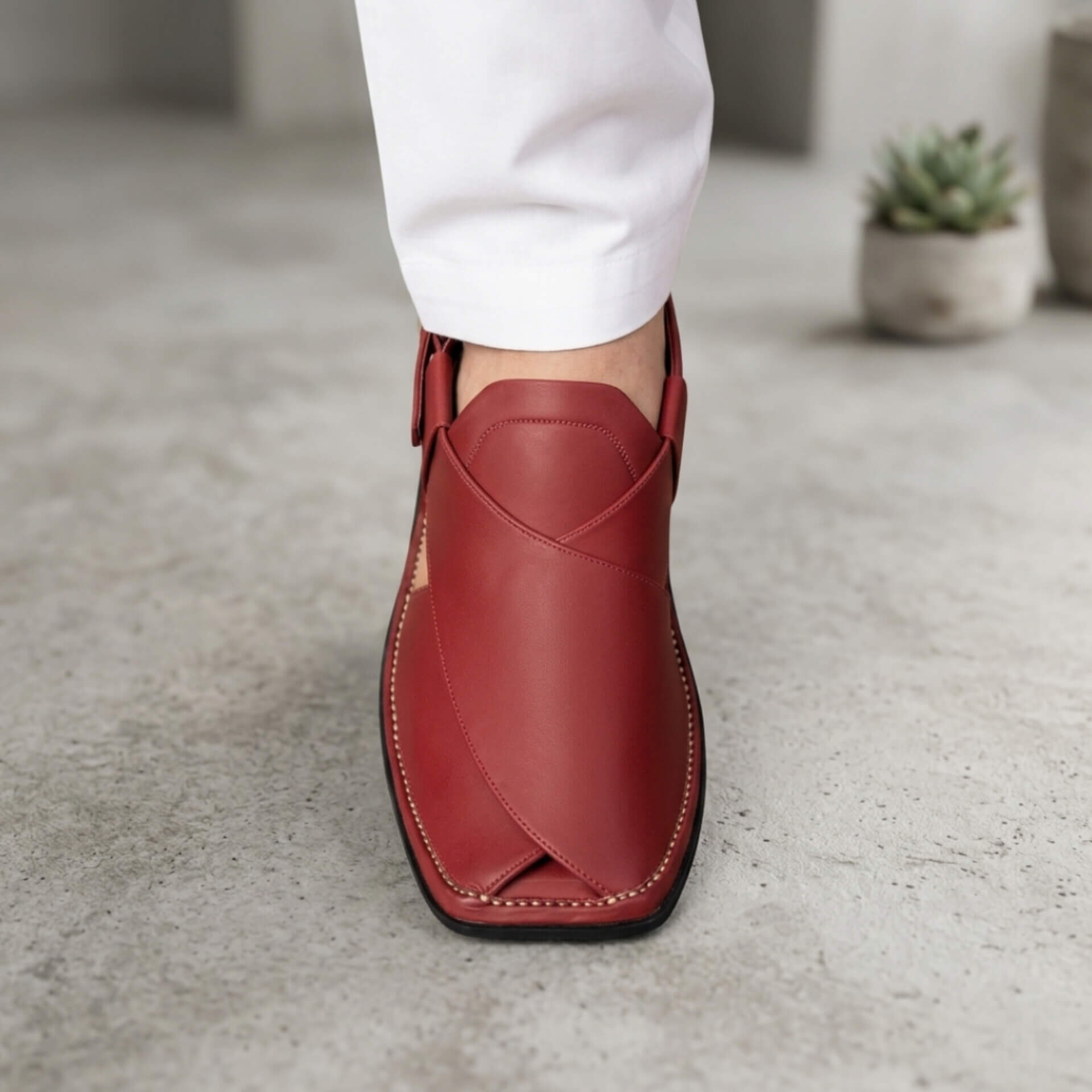 Walk Worthy Peshawari Chappal — Crimson Royal