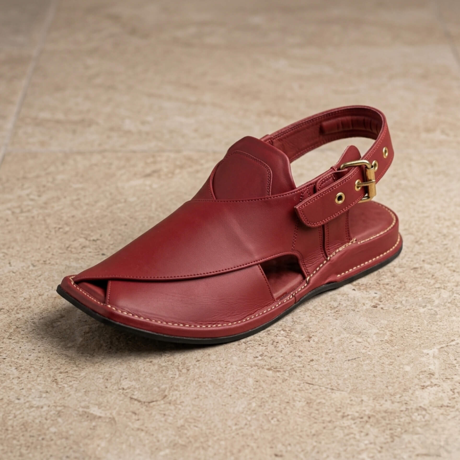 Walk Worthy Peshawari Chappal — Crimson Royal