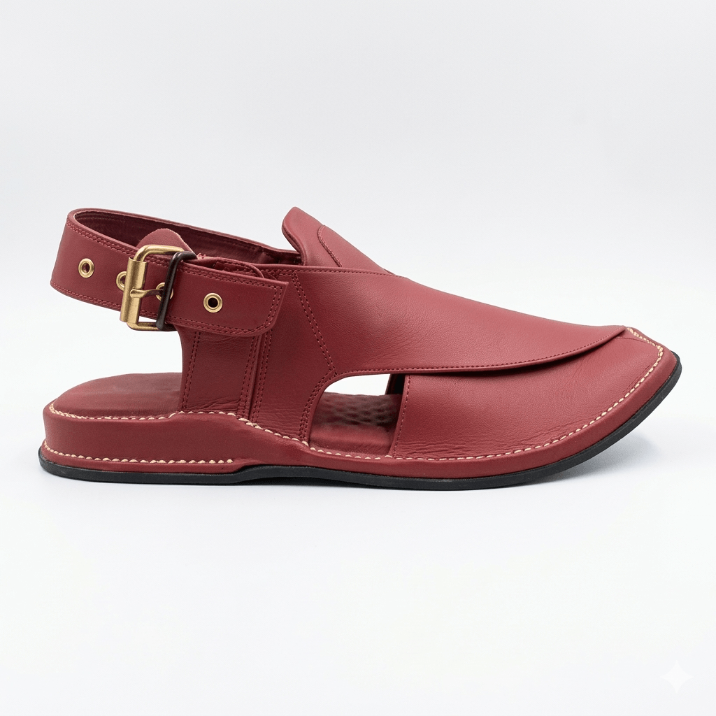 Walk Worthy Peshawari Chappal — Crimson Royal